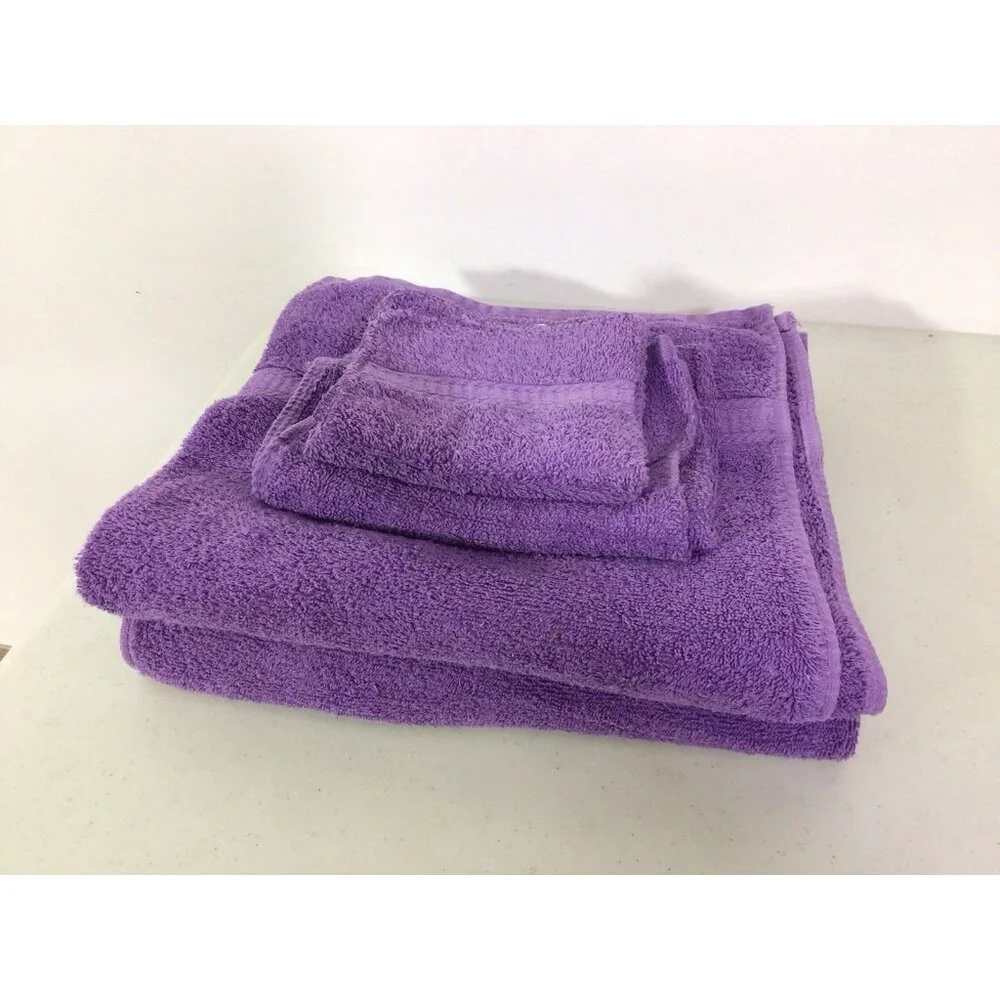 Vintage Purple Bath Towels Set of 5